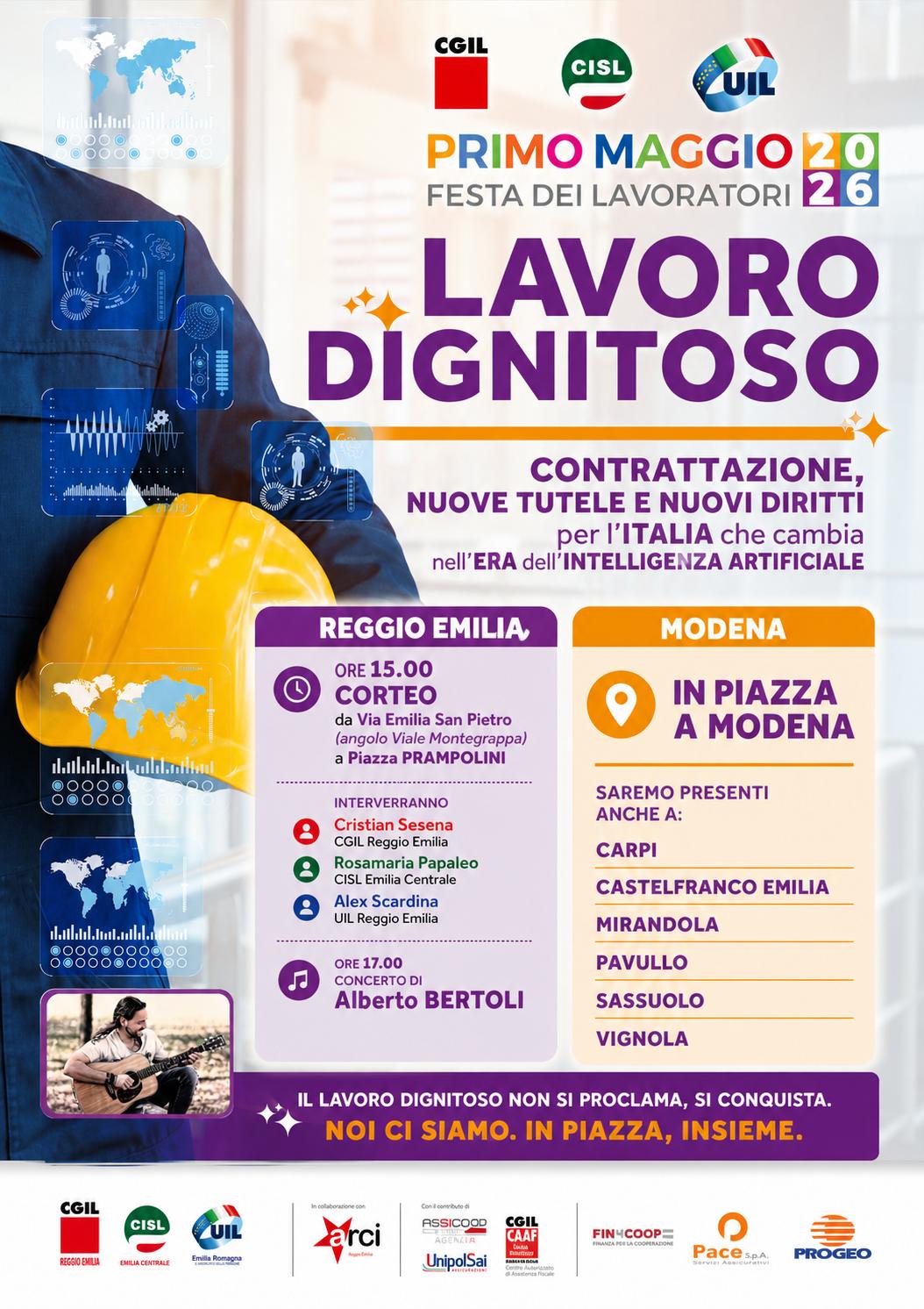 PRIMO MAGGIO: DIGNITA' DEL LAVORO, OGNI GIORNO